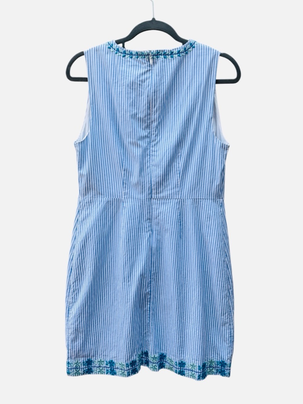 Vineyard Vines Size 8 Pop Embroidered Blue Multi Floral Stripe Mini Sheath Dress - Picture 7 of 10